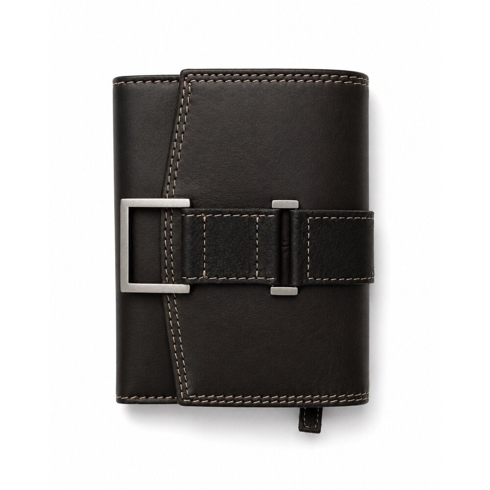 Gianfranco Lotti Firenze Dark Brown Leather Trifold Wallet Buckle Organizer